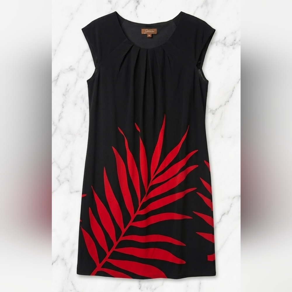 Jessica Red Palm Leaf Print Shift Dress SIze 16